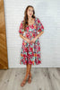 Dewdrop Blooms Puff Sleeve Floral Dress