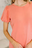 Grace & Virtue Balloon Sleeve Blouse in Coral