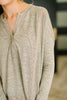 Never Been So Sure Lace Accent Henley Top in Taupe