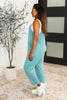 Totally Me Spaghetti Strap Jumpsuit in Heather Light Teal