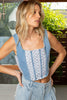 Cropped Denim Sleeveless Top