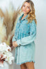 Corduroy Dip Dye Shirt Dress in Teal