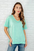 Basic Instinct Drop Shoulder V-Neck Tee in Mint