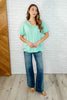 Basic Instinct Drop Shoulder V-Neck Tee in Mint