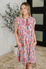 Boho and Behold Flutter Sleeve Dress in Blush/Fuchsia/Mint