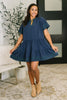 Boot Scootin' Boogie Tiered Dress in Navy