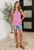 Buttoned Up Buttercup Sleeveless Top in Magenta Glow