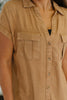 Cloud Nine to Five Button Down Blouse in Deep Camel