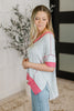 Dressed to Chill V-Neck Top in Heather/Grey/Ivory/Pink