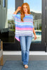 Essential Blouse in Teal and Grey Multi Stripe