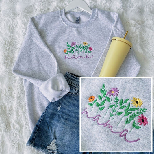 PREORDER: Wildflower Mama Embroidered Sweatshirt