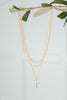 Halo Hues Cross Pendant Layered Necklace Set in Gold