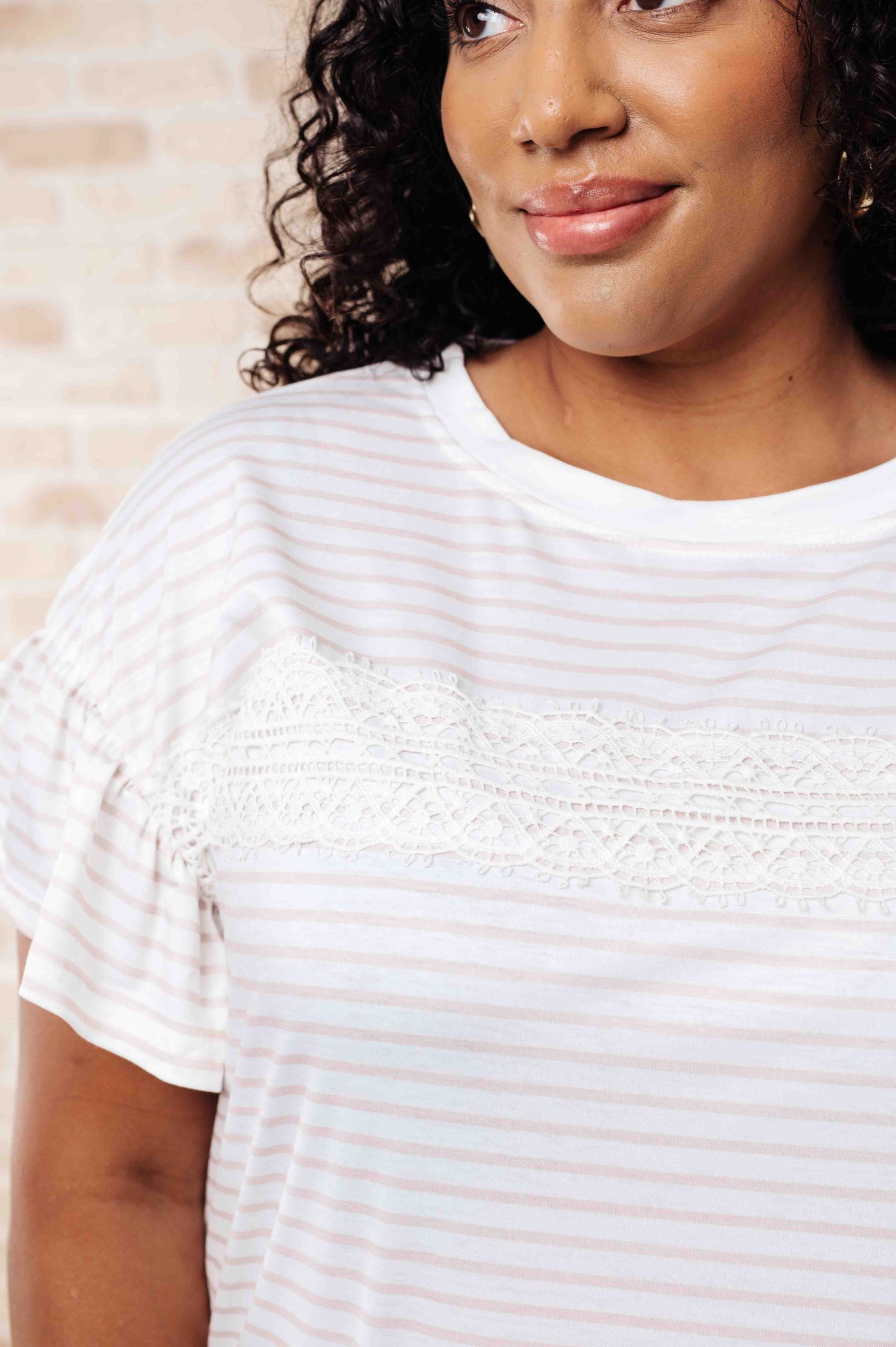 Hand to Hold Lace Detail Striped Top