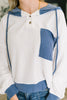 Here for Now Color Block Hoodie in Blue