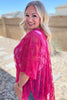 Good Days Ahead Lace Kimono In Fuchsia