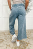 In or Out Wide Leg Cropped Pants Dusty Blue