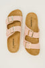 Jete Nubuck Double Buckle Slides in Blush