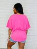 Just a Casual Girly V-Neck Basic Tee in Pink Paradise