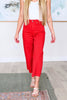 Lisa High Rise Control Top Wide Leg Crop Jeans in Red