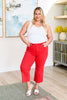 Lisa High Rise Control Top Wide Leg Crop Jeans in Red