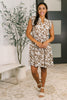 Lizzy Forever Flutter Sleeve Dress in Basic Mocha and White Floral