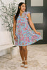 Lizzy Forever Flutter Sleeve Dress in Blue and Pink Paisley Floral