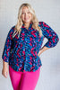 Lizzy Top in Navy and Teal Multi