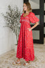 Petals & Promises V-Neck Dress in Red Multi