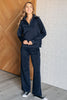 Resort Travel Wide Leg Crop Pant in  Navy