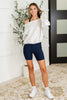 Gym and Juice Ribbed Knit Square Neck Tank in Navy