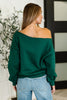 Side Hustle Off Shoulder Long Sleeve Top in  Hunter Green