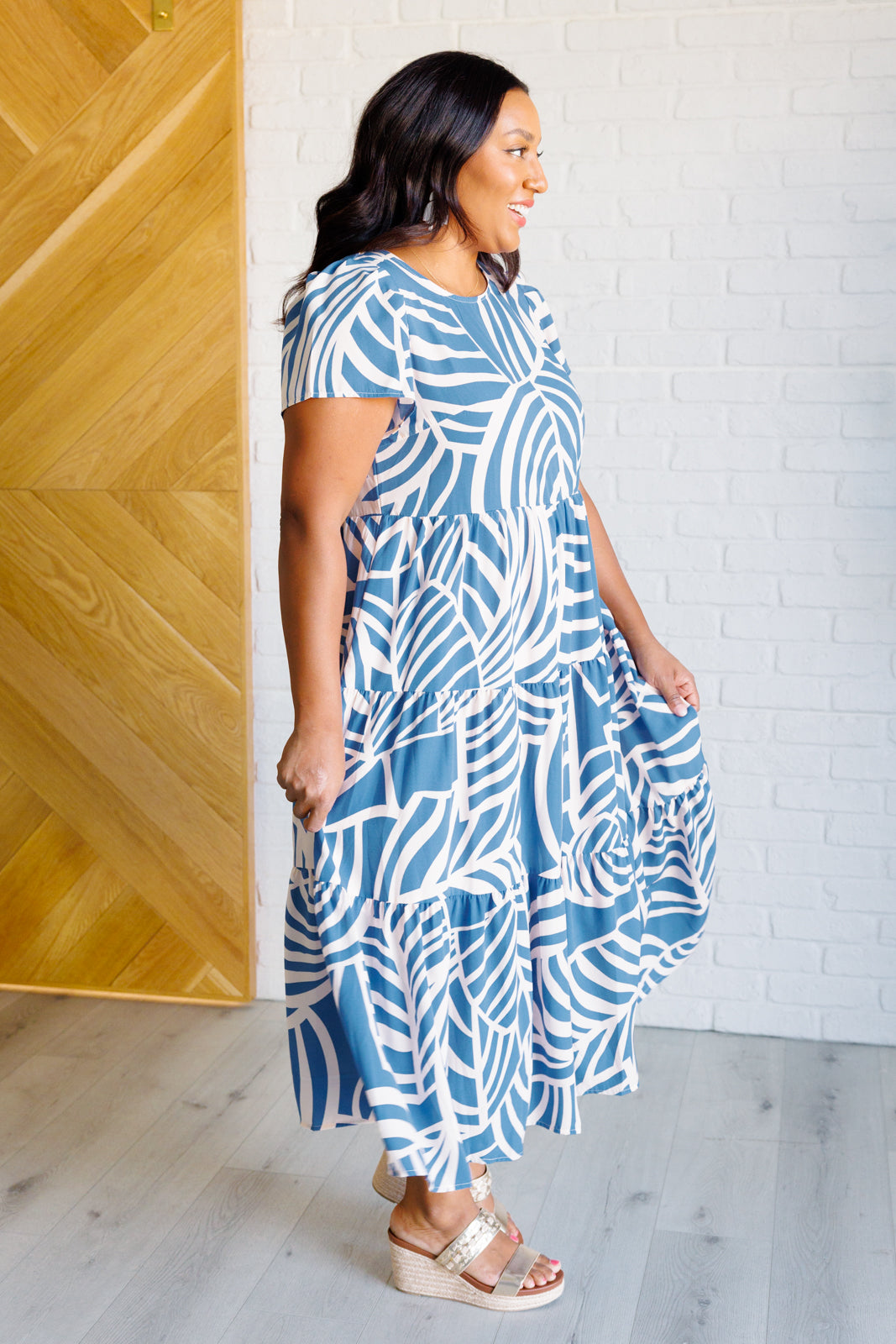 Surf Watch Tiered Midi Dress