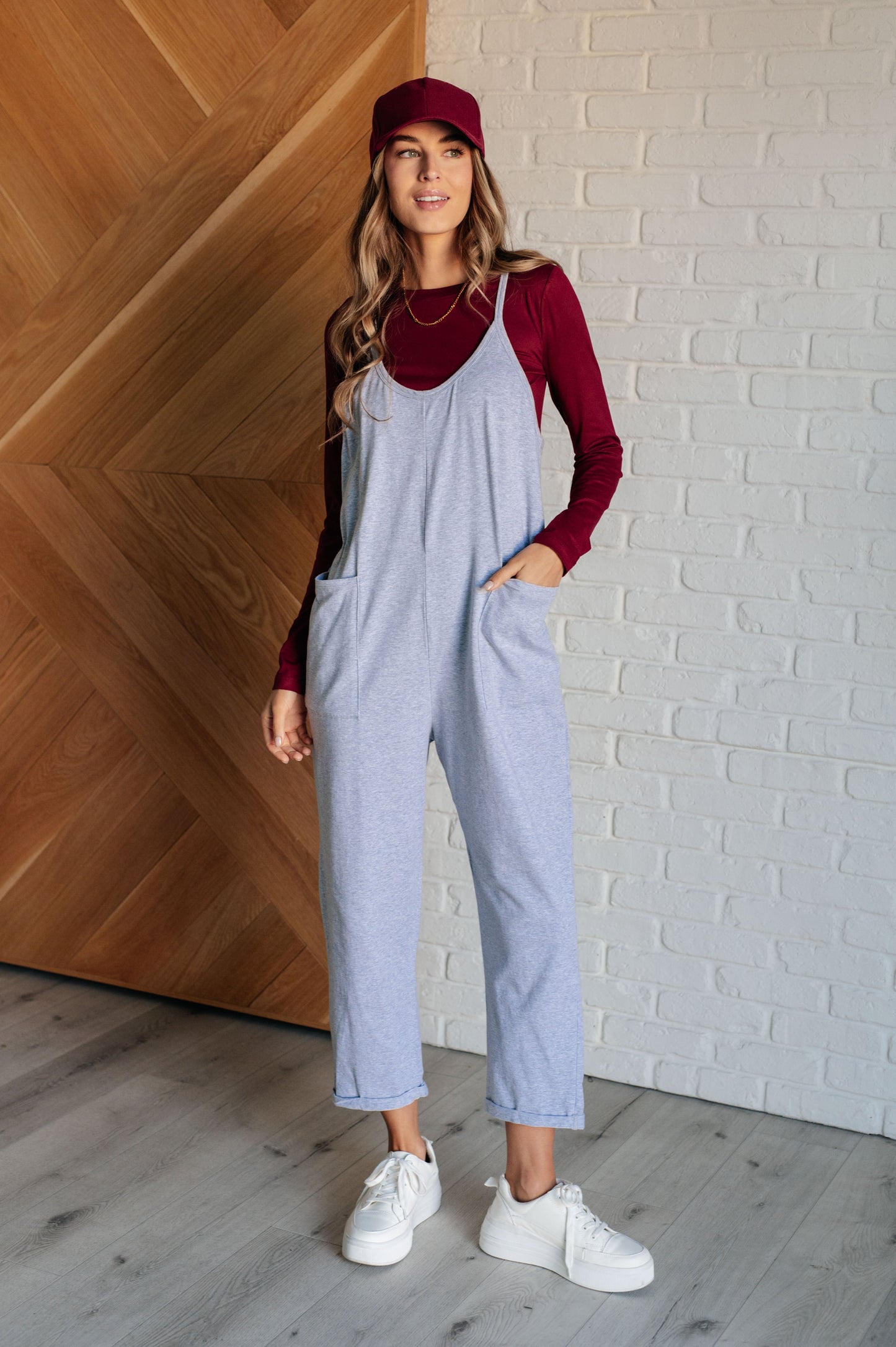 Totally Me Spaghetti Strap Jumpsuit in Heather Grey