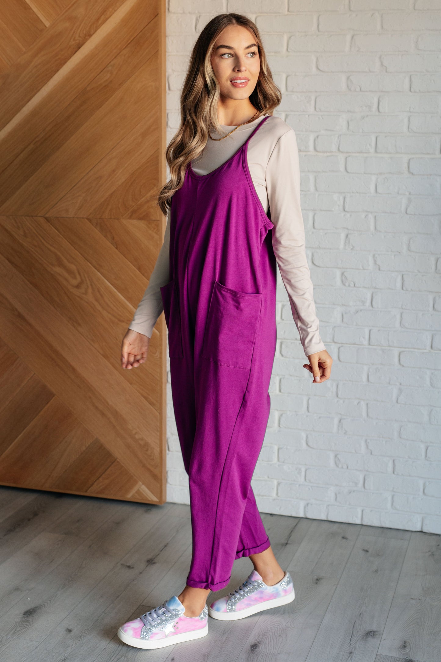 Totally Me Spaghetti Strap Jumpsuit in Light Plum