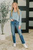 Urban Flux Scooped Hi-Low Long Pullover in Blue Grey