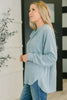 Urban Flux Scooped Hi-Low Long Pullover in Blue Grey