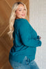 V-Neck Front Seam Sweater in Heather Ocean Teal