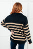 Well Situated Striped Quarter Zip Sweater in Black and Tan