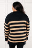 Well Situated Striped Quarter Zip Sweater in Black and Tan