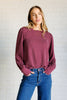 When the Sun Goes Down Mineral Wash Ribbed Knit Top in Wine